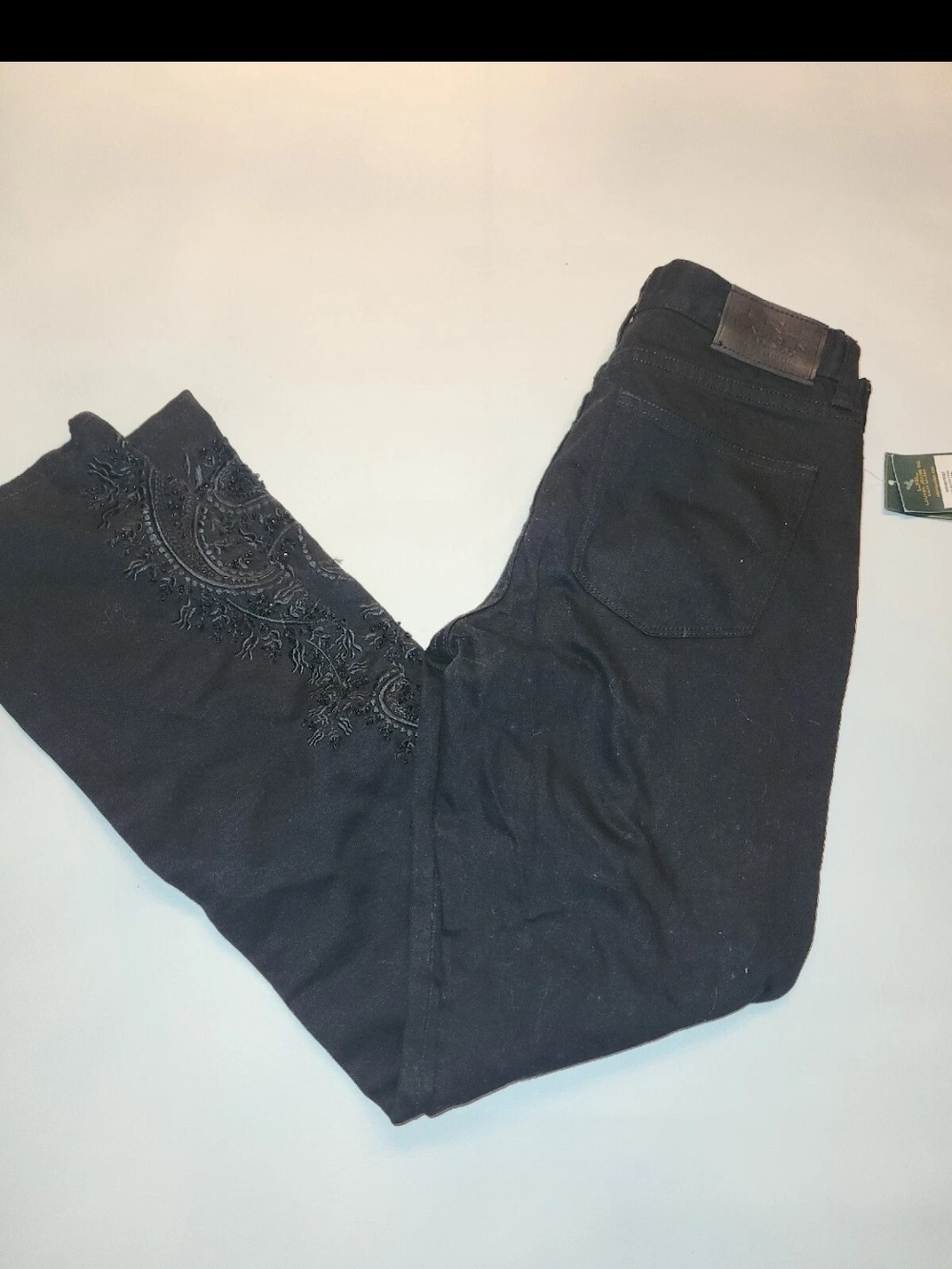 Ralph Lauren Black Bootcut Jeans with Embroidered Leg size 4